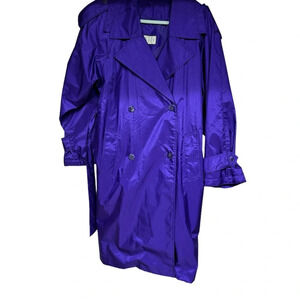 Vintage 80s Otello Pelle Derp Purple Raincoat-Trench Coat Sz 7/8